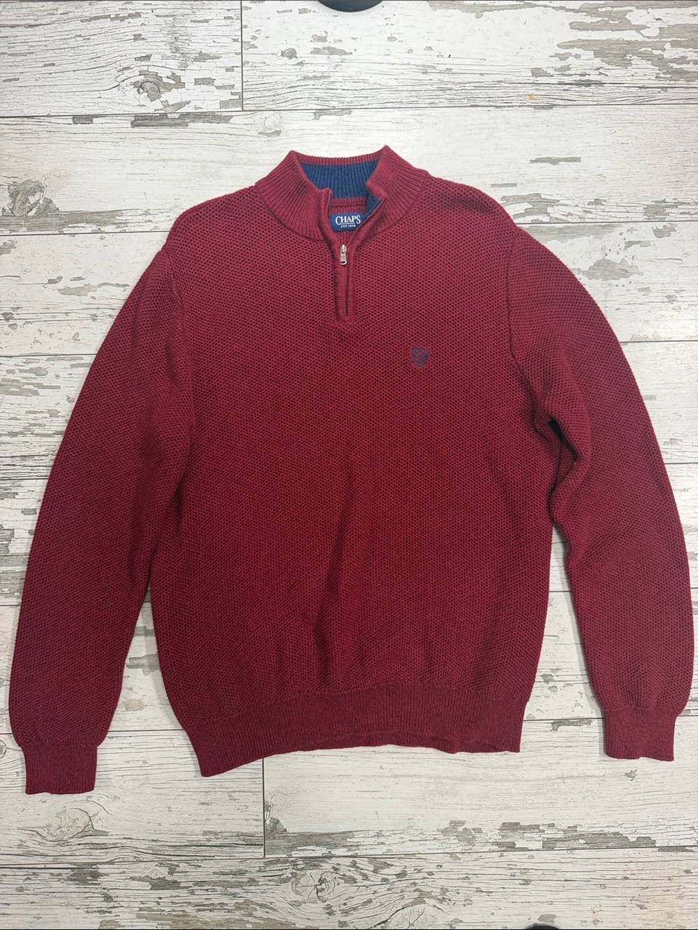 Chaps Men's Zip-Front Sweater in Burgundy Red